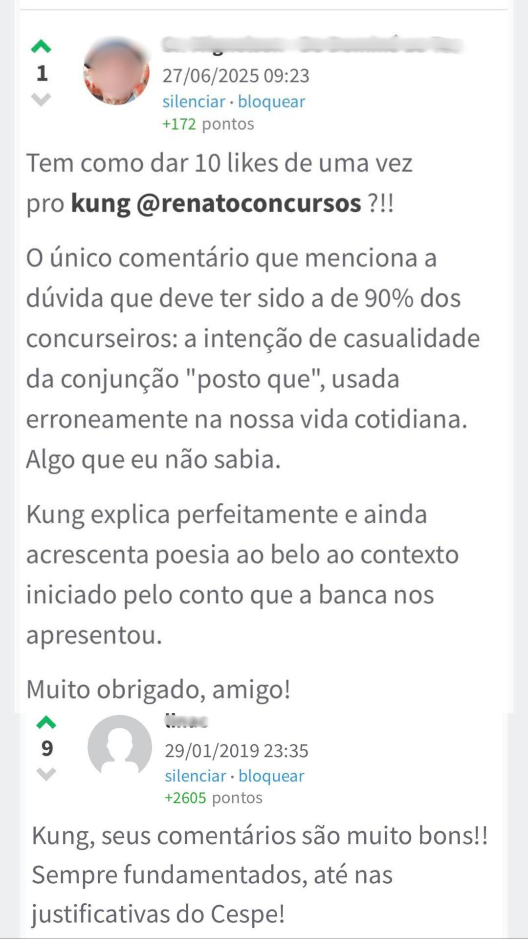 Comentário elogiando explicação detalhada
