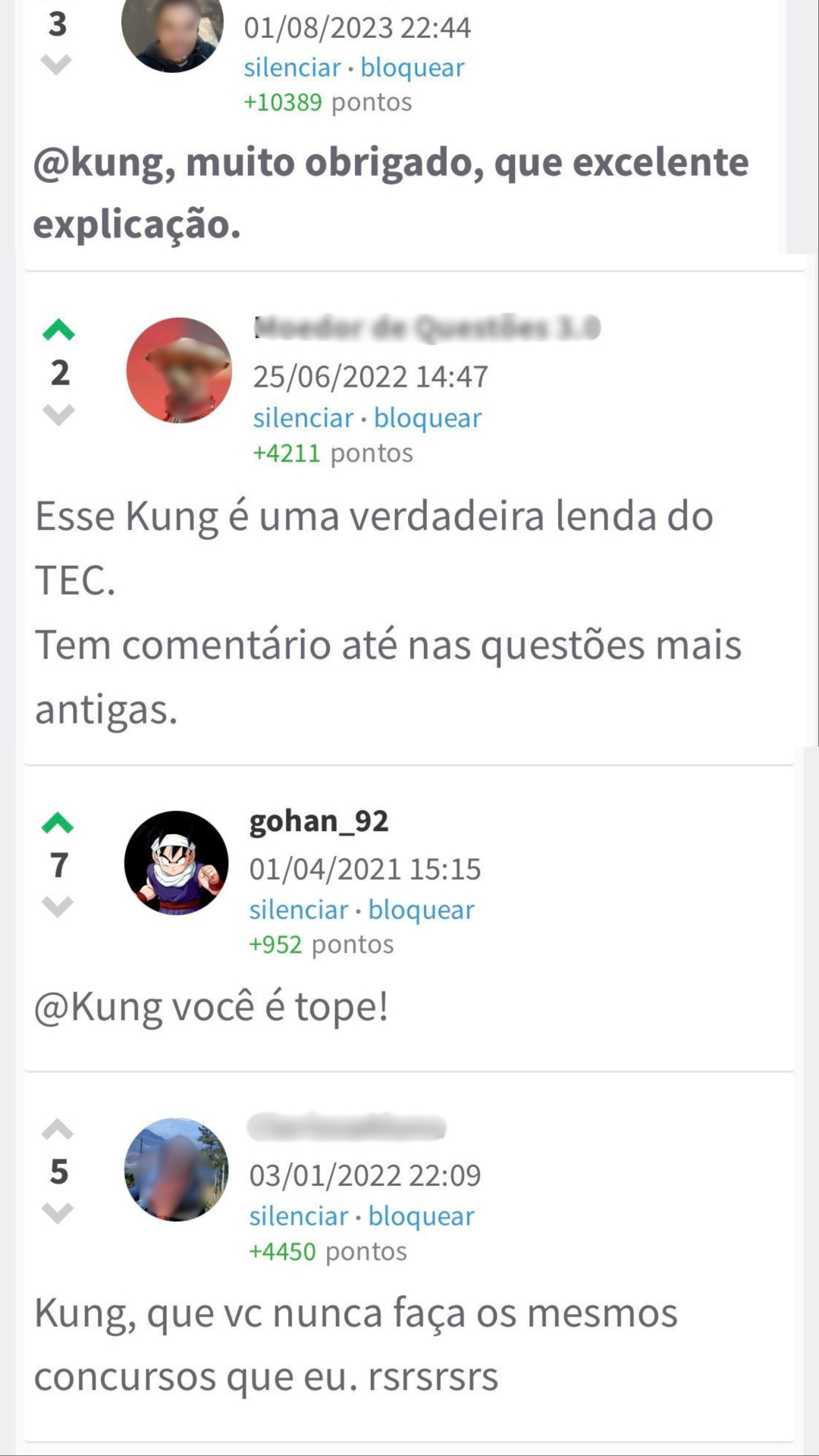 Usuários do TecConcursos reconhecendo as explicações
