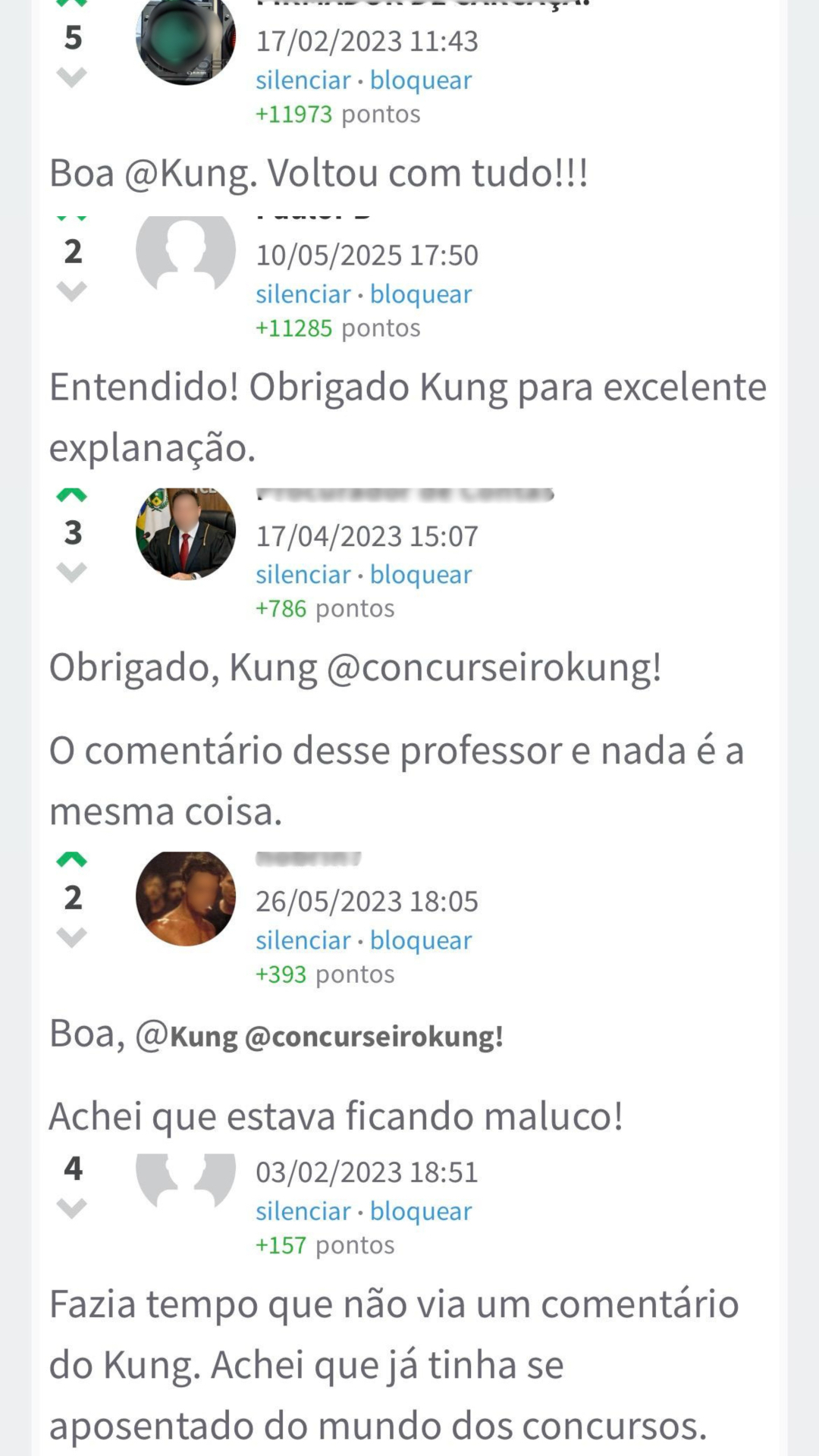Comentários recentes no TecConcursos